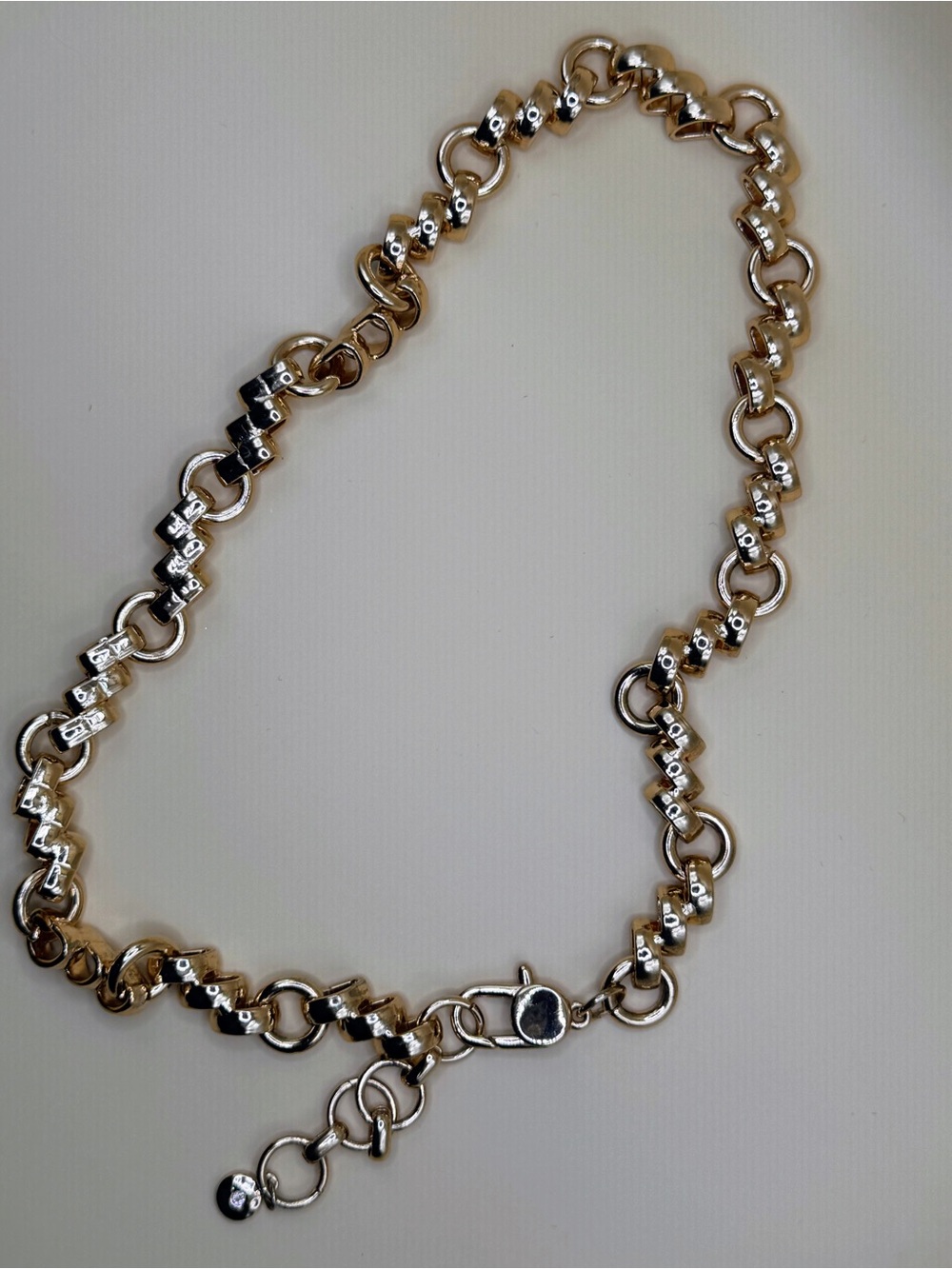Gold-Tone Chunky Link Statement Necklace – Adjustable – Worn Once
